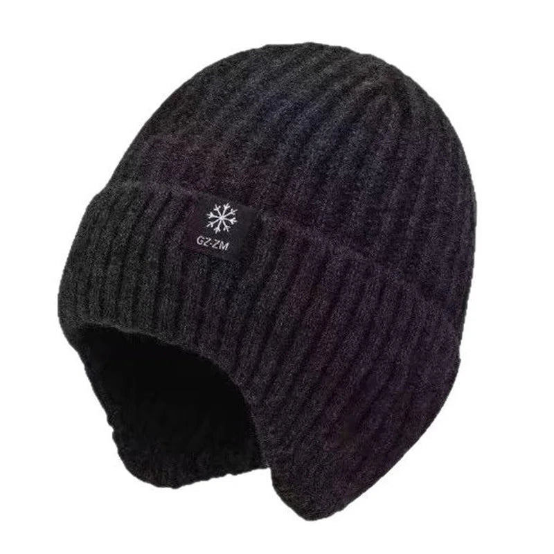 Winter Beanie with Ear Flaps – Fleece Lined Knit Hat for Men