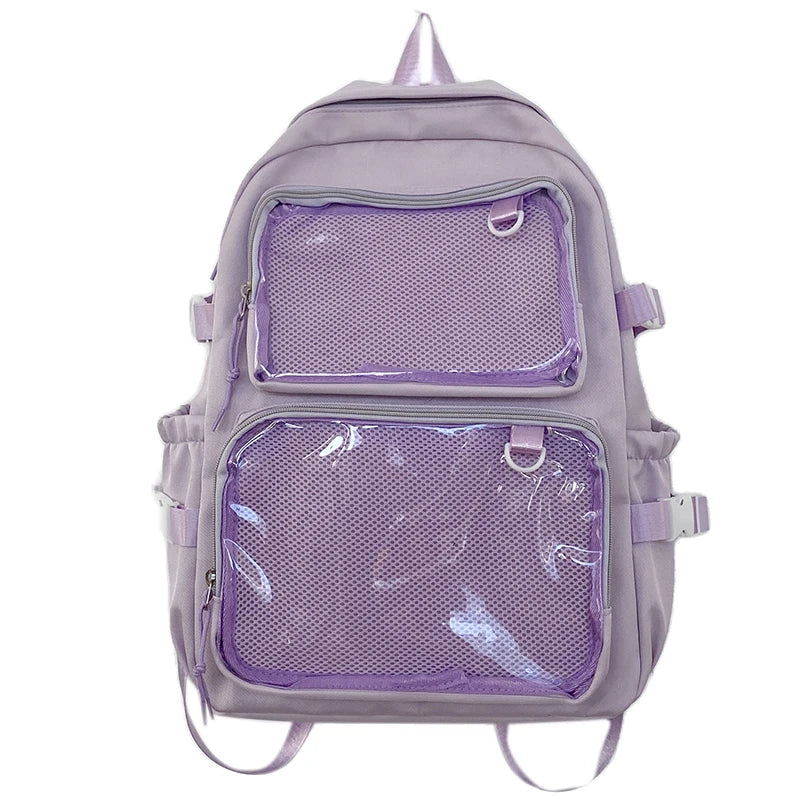 Transparent Ita Backpack – Large Capacity Japanese Style School Bag for Women