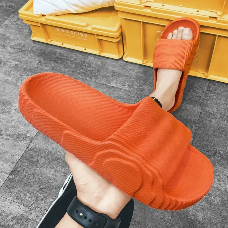Soft Home Slippers Couple Summer Indoor Skid Proof Bathroom Sandals Hotel Solid Color Men Women Flip