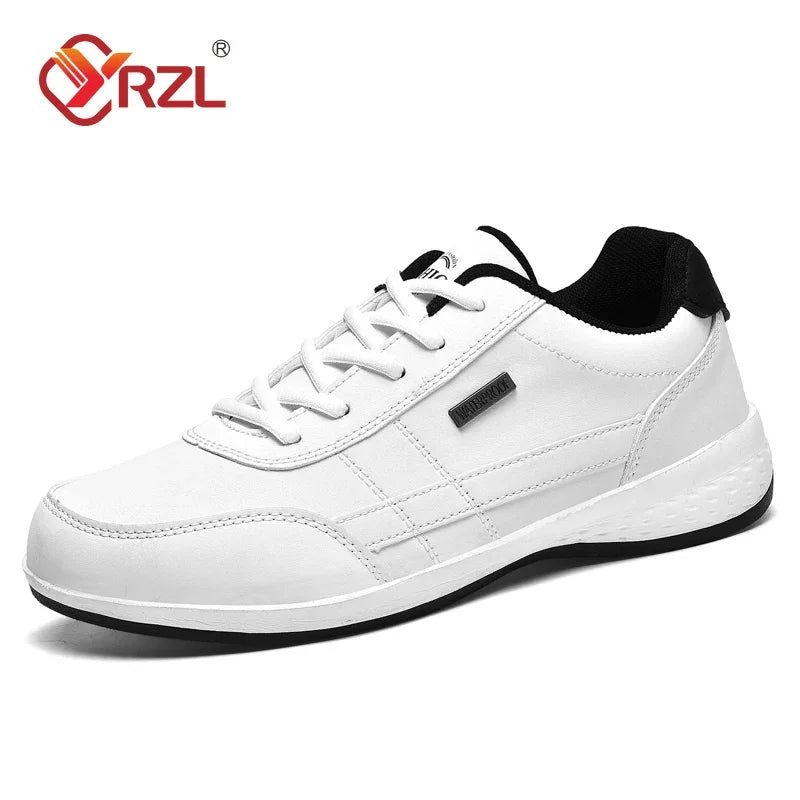 Men's Waterproof Leather Sneakers Non-Slip Lace-Up Sport Shoes