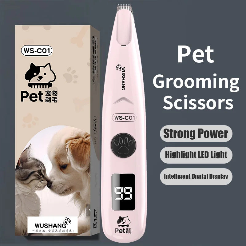 Pet Hair Trimmer with LED Light & Digital Display