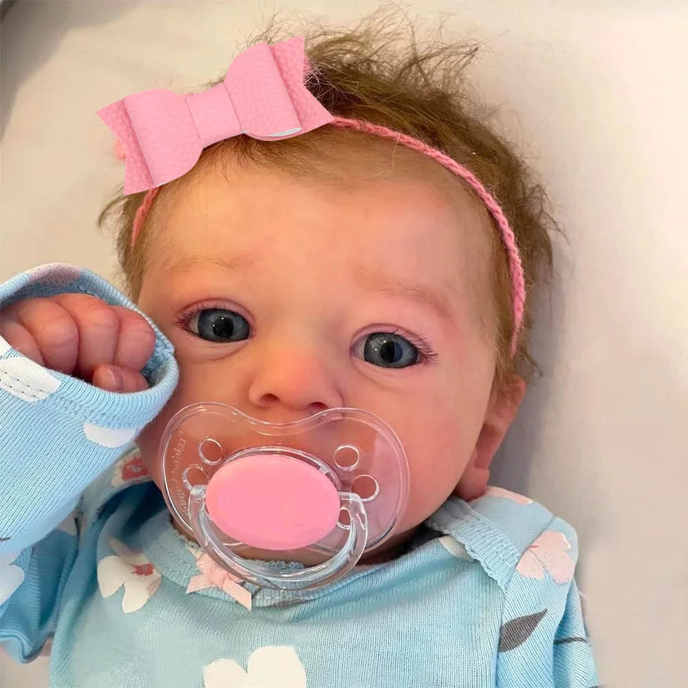 Reborn Baby Doll Felicia – 18in Newborn with Open Blue Eyes & Hand-Rooted Hair