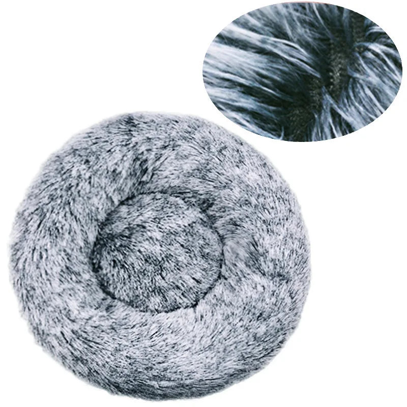 Round Plush Pet Bed – Super Soft Donut Bed for Dogs & Cats
