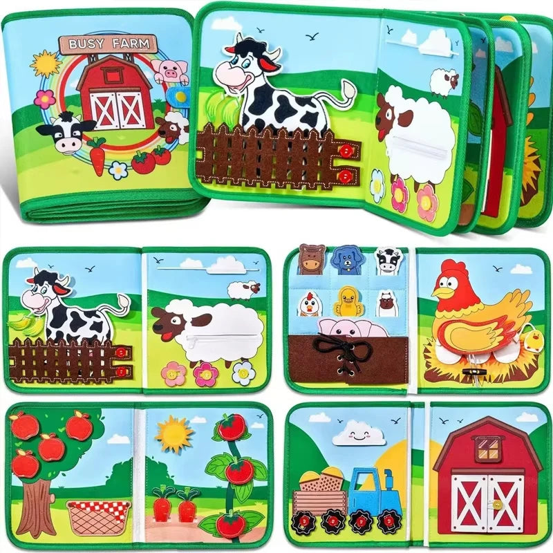 Montessori Busy Cloth Book – Farm Animal Story for Toddlers