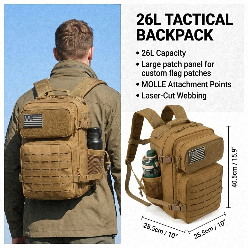 26L Tactical Backpack – MOLLE Rucksack for Men & Women