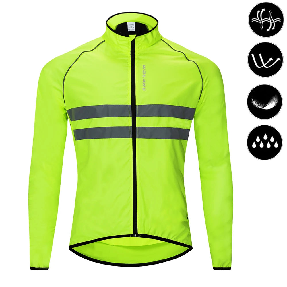 Men's Cycling Windbreaker Jacket – Water-Resistant MTB Long Sleeve Coat