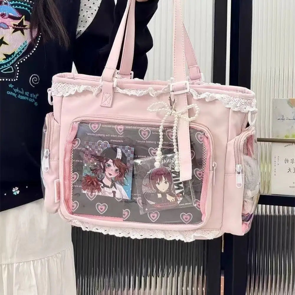 Anime Ita Bag Large Shoulder Tote with Clear Window – Kawaii Crossbody Bag for Fans