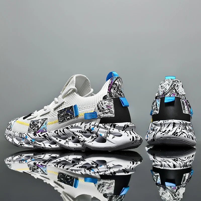 Men's Blade Sole Running Sneakers – Breathable Knit Luxury Trainer