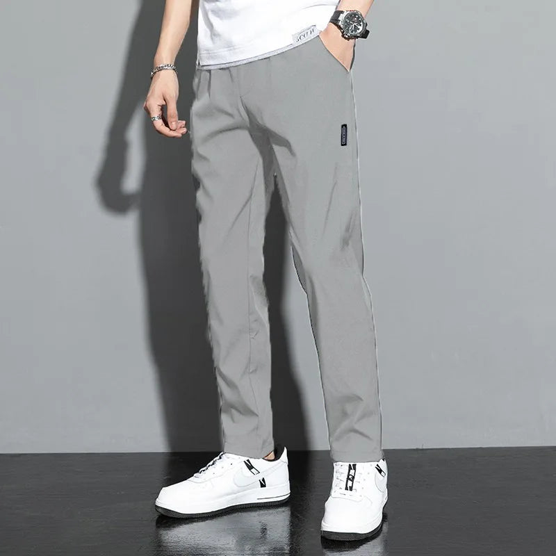 Ice Silk Men's Straight-Leg Pants – Lightweight & Breathable
