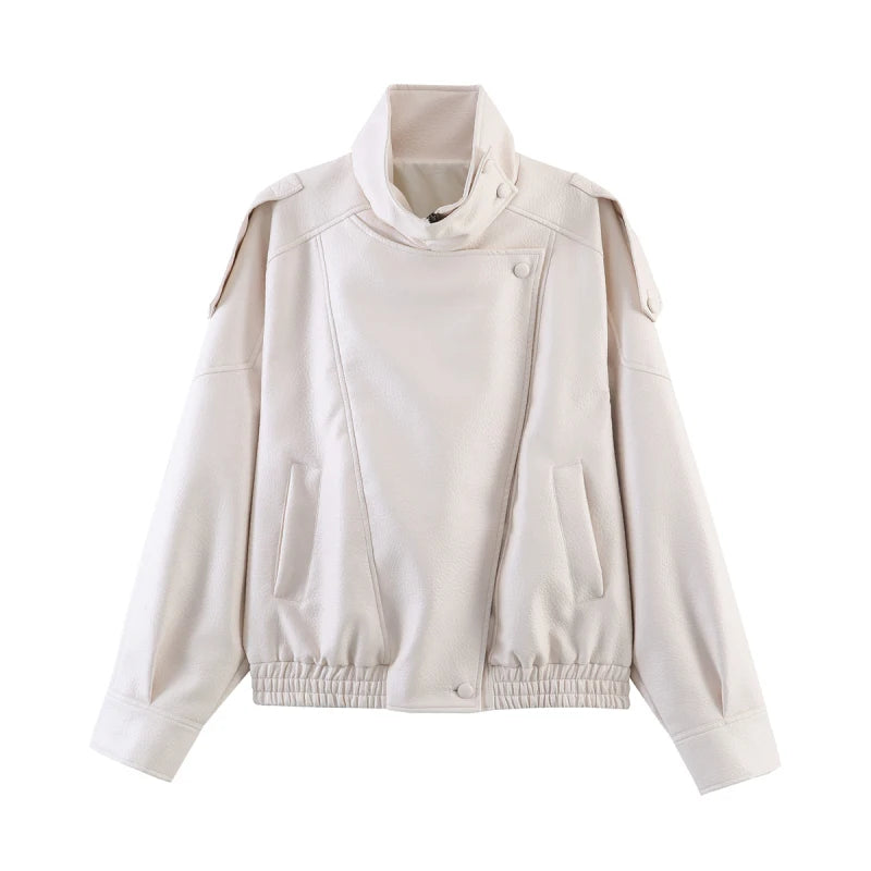 Women's Oversized Faux Leather Moto Jacket
