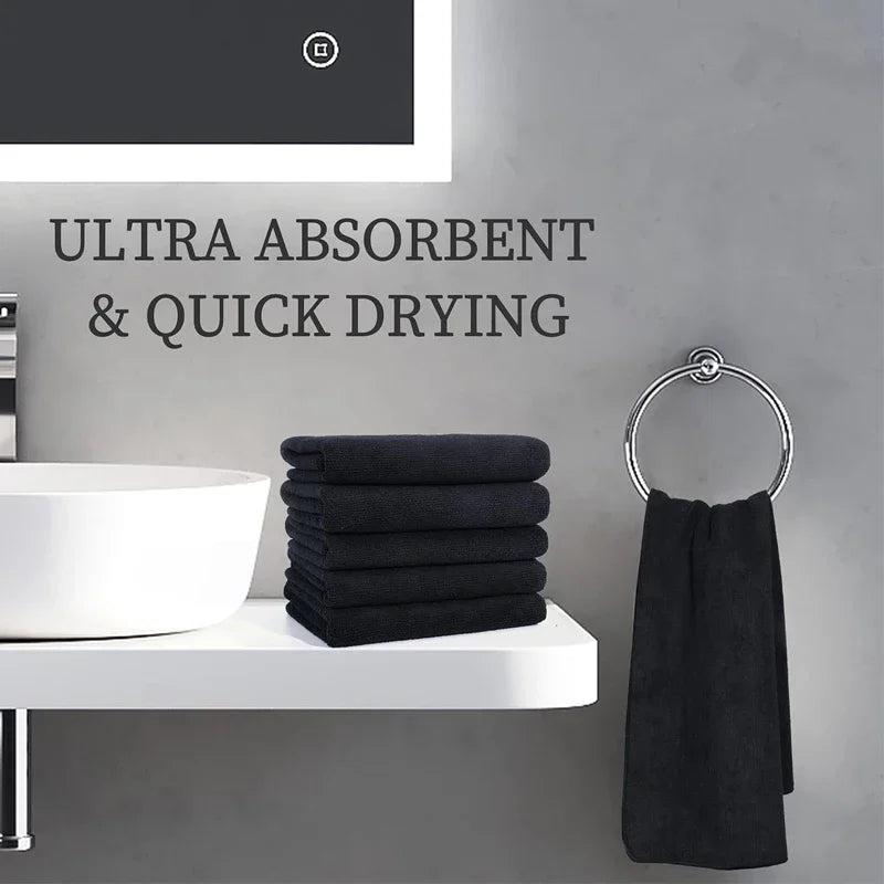 Microfiber Salon Towels – Bleach-Proof, Soft & Highly Absorbent (Black)