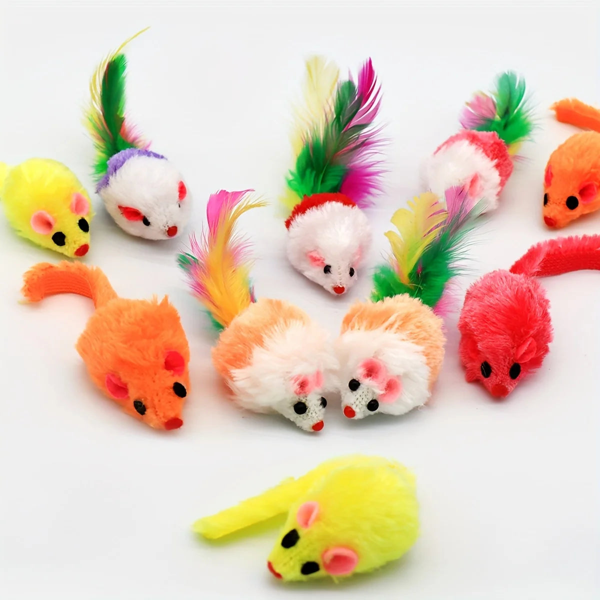 Catnip Mouse Cat Toys – Faux Fur Rattle Mice for Indoor Cats