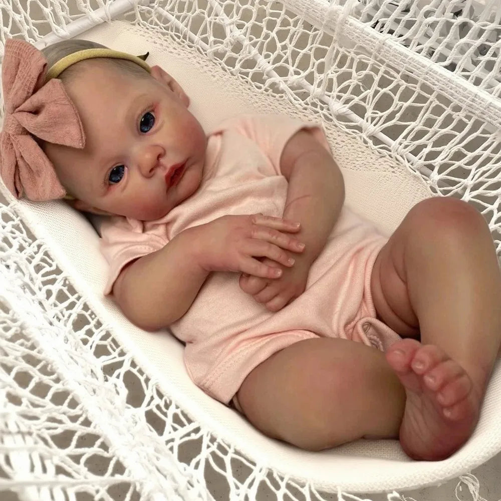 Reborn Baby Doll 19-Inch Soft Body Handmade Realistic Blue Eyes