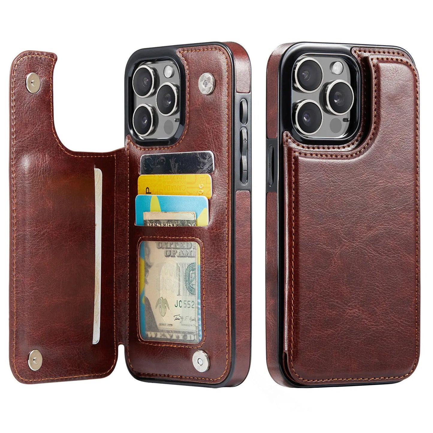 Wallet Card Holder Case Iphone 16 15 14 13 12 11 Pro Max Xs Xr Leather Cover