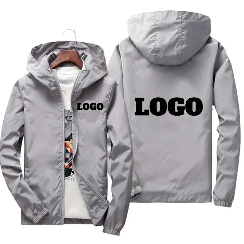 Custom Logo Windbreaker Men – Waterproof Hooded Jacket Personalized