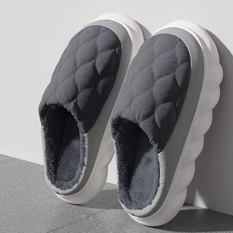 Winter Casual Men S Slippers Indoor Waterproof Home Shoes Fur Flat Warm Couples Bedroom Houseshoes