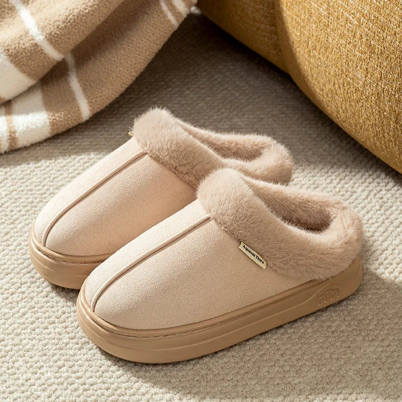 Fur-Lined Winter Slippers – Unisex Anti-Slip Indoor Outdoor Shoes