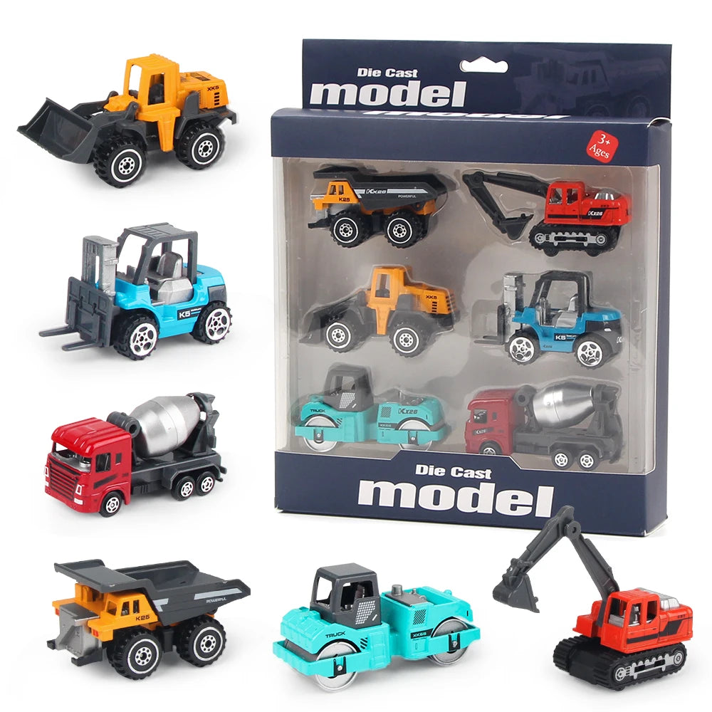 Die-Cast Construction Truck Toy Set – 6 Piece Engineering Vehicles