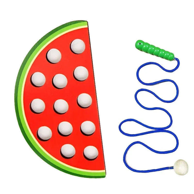 Wooden Lacing Toy – Fruit Threading Puzzle for Toddlers