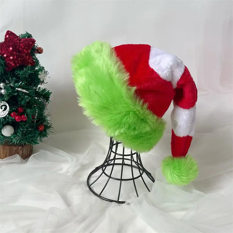 Rainbow Christmas Santa Hat – Long Plush Festive Holiday Cap