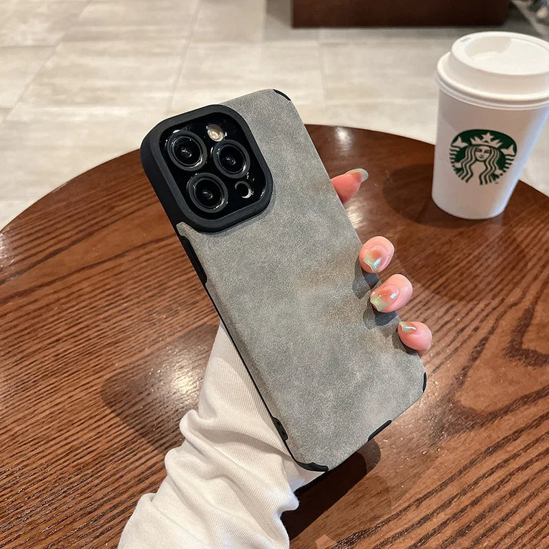 Matte Leather Silicone Case Iphone 14 Plus 12 13 Mini 11 16 15 Pro Max 17 Promax Lens Protection