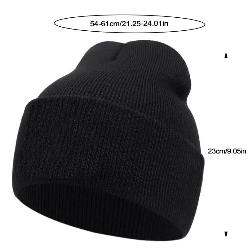 Funny Face Embroidered Knit Beanie – Warm Brimless Pullover Hat