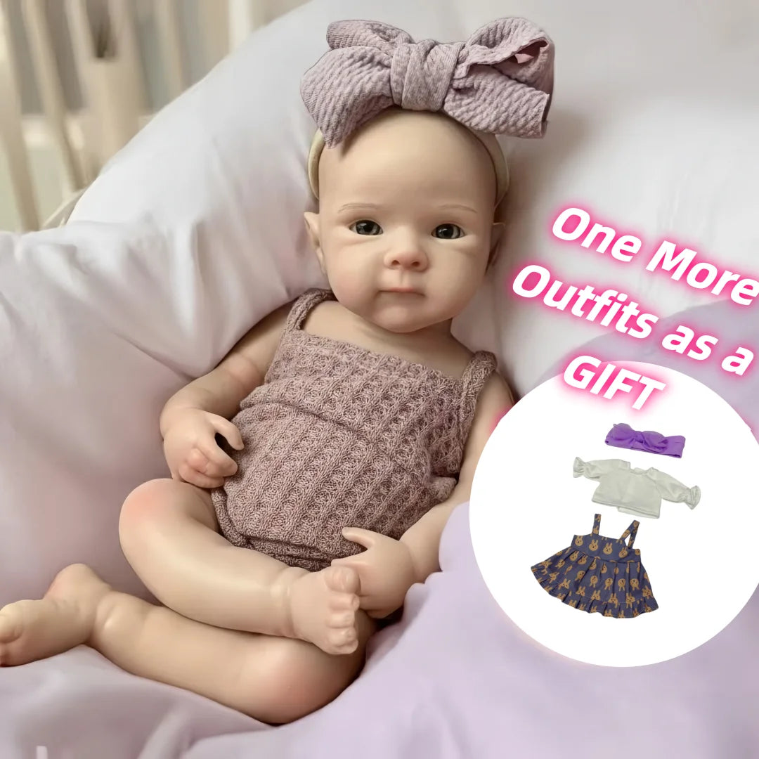 13-Inch Reborn Baby Girl Doll – Soft Silicone, Handmade with 2 Outfits