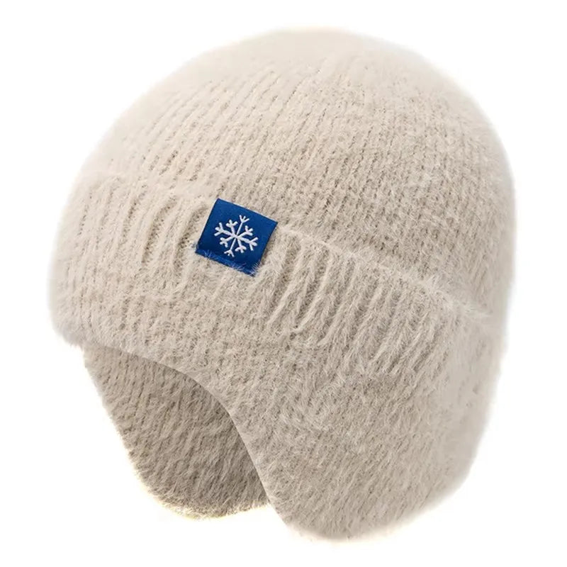 Faux Fur Earflap Beanie Hat – Soft Knit Winter Hat for Women
