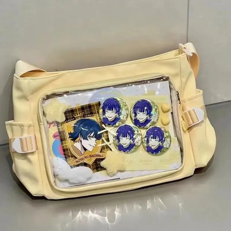 Anime Crossbody Bag with Transparent Postcard Display Window