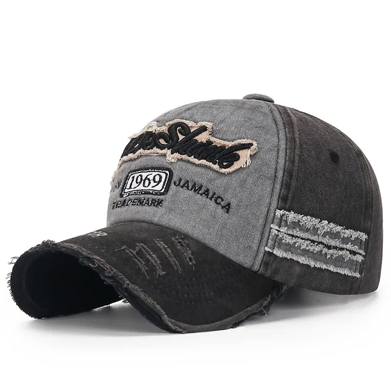 Vintage Washed Baseball Cap – Embroidered Letter Distressed Hat