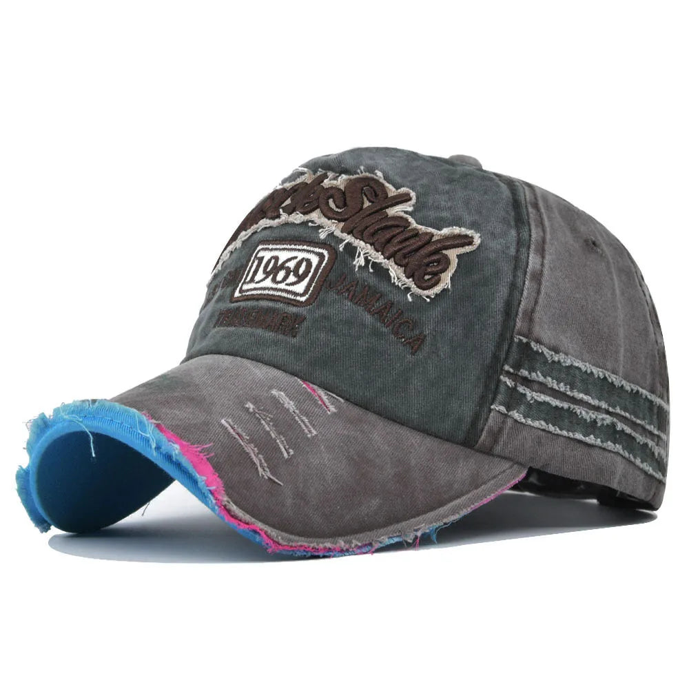 Vintage Baseball Cap – 1969 Embroidered Washed Cotton Snapback, Unisex