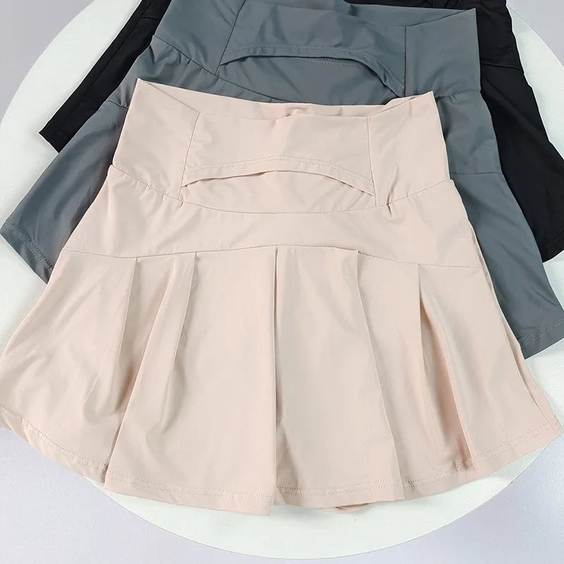 Women's Ice Silk Skort – Quick-Dry High-Waist Tennis Skirt