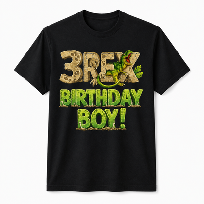 Three Rex 3rd Birthday Third Dinosaur 3 Year Old Birday Boy Shirt