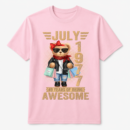 49th Birthday T-Shirt Women Born July 1977 Teddy Bear