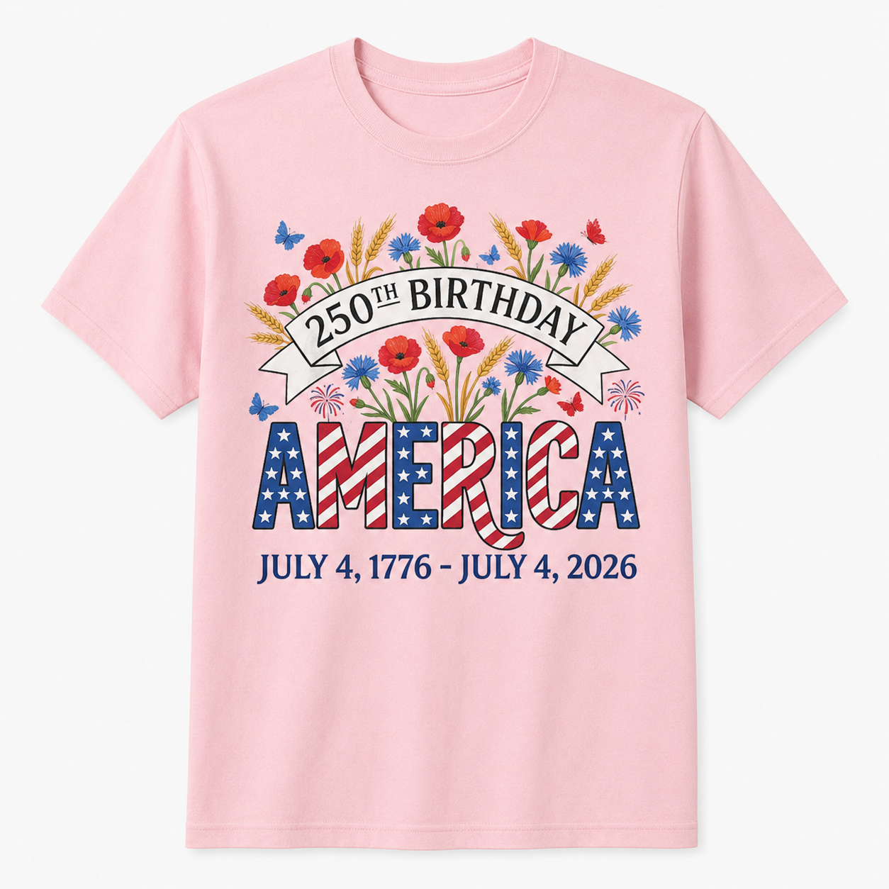 250th Birthday America Anniversary Floral 4th of July Shirt