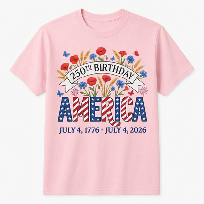 250th Birthday America Anniversary Floral 4th of July Shirt