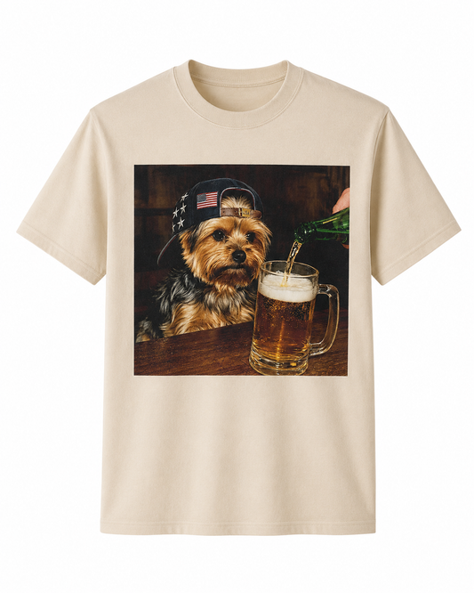Funny Patriotic Yorkie Drinking Beer Shirt