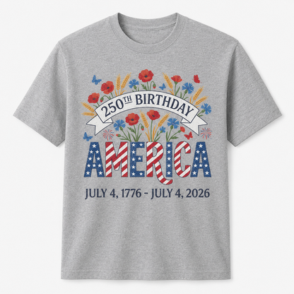 250th Birthday America Anniversary Floral 4th of July Shirt