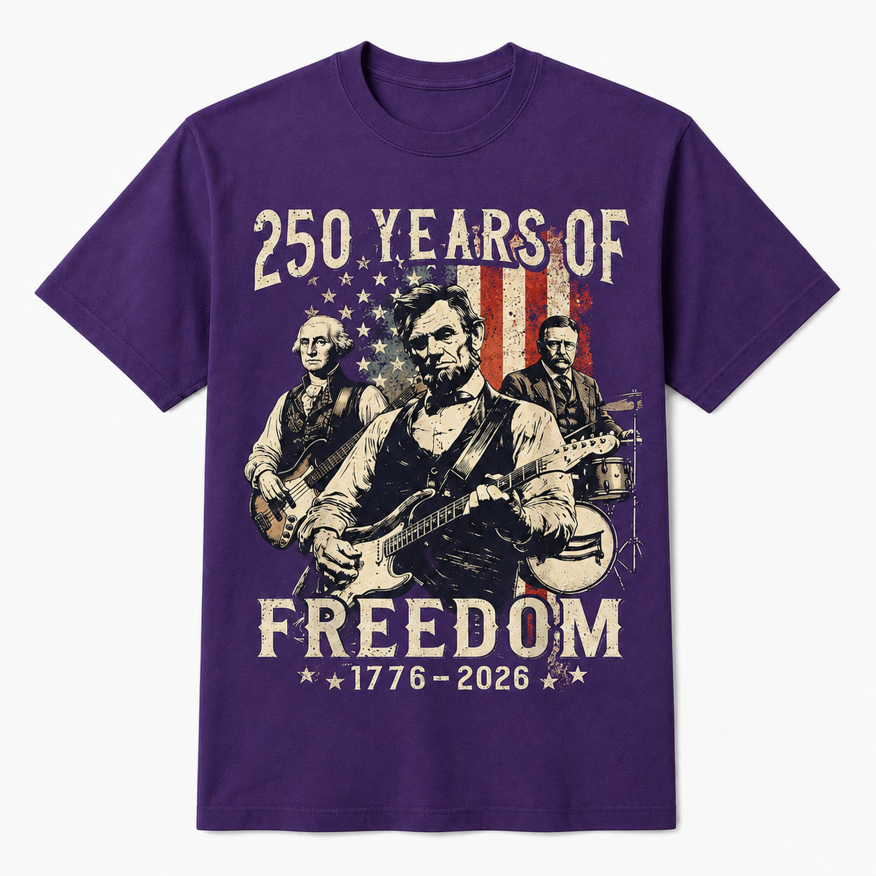 Abraham Lincoln Playing Guitar 4th of July 250th Anniversary Shirt