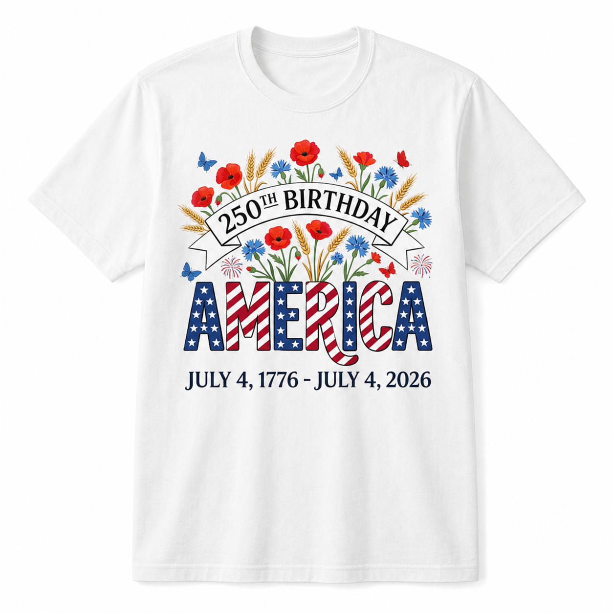 250th Birthday America Anniversary Floral 4th of July Shirt