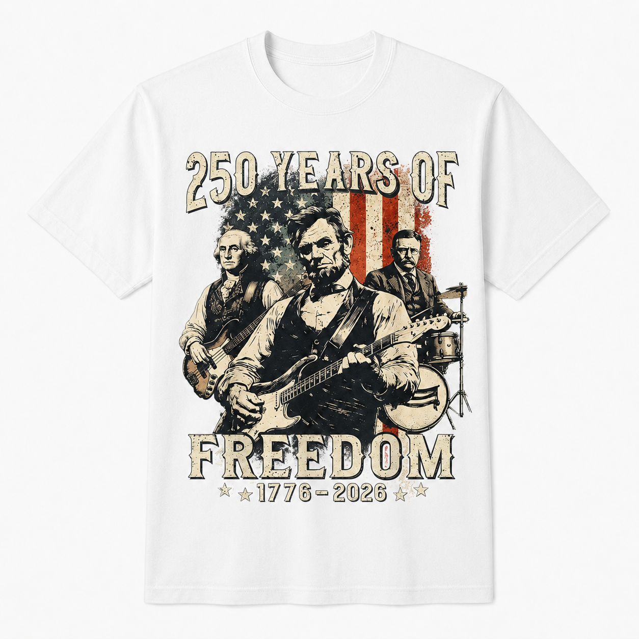 Abraham Lincoln Playing Guitar 4th of July 250th Anniversary Shirt