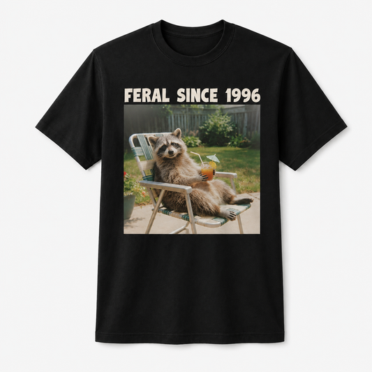 30Th Birthday 30 Years Old Funny Raccoon Feral Since 1996 Shirt