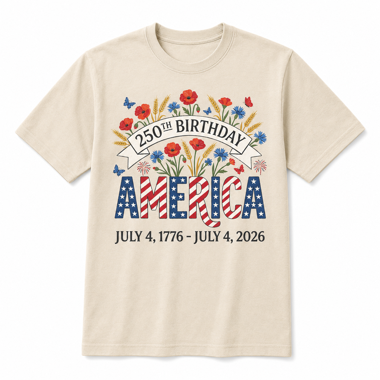 250th Birthday America Anniversary Floral 4th of July Shirt