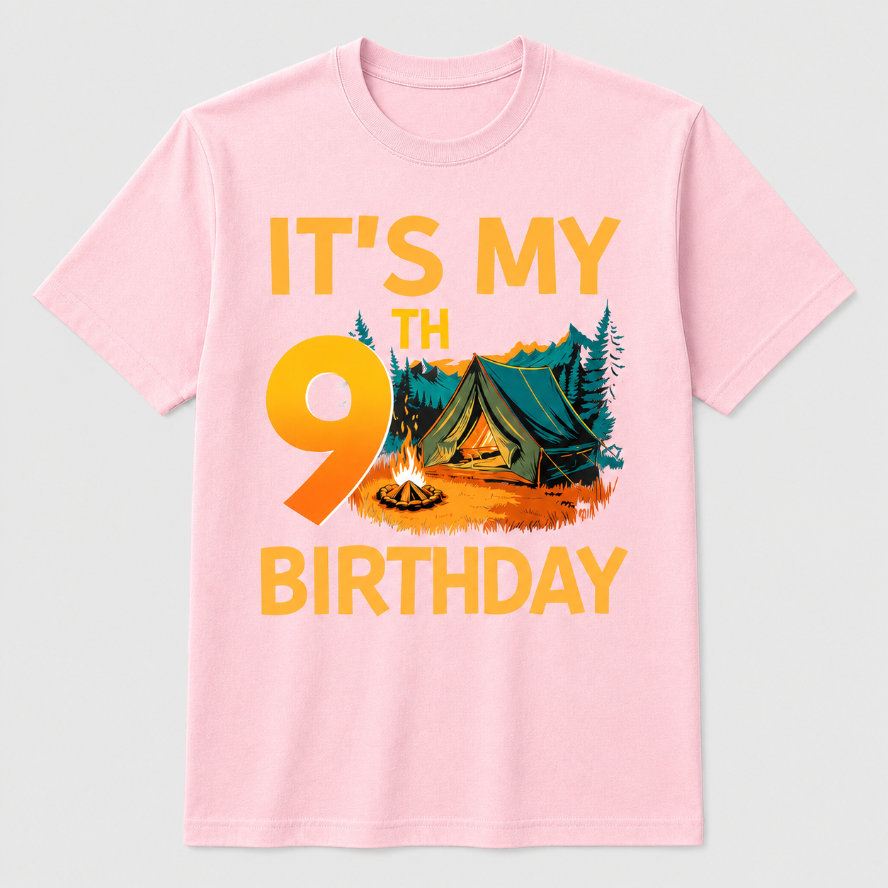 9 Year Old Boy Girl It's My 9th Birthday Camping Party Shirt