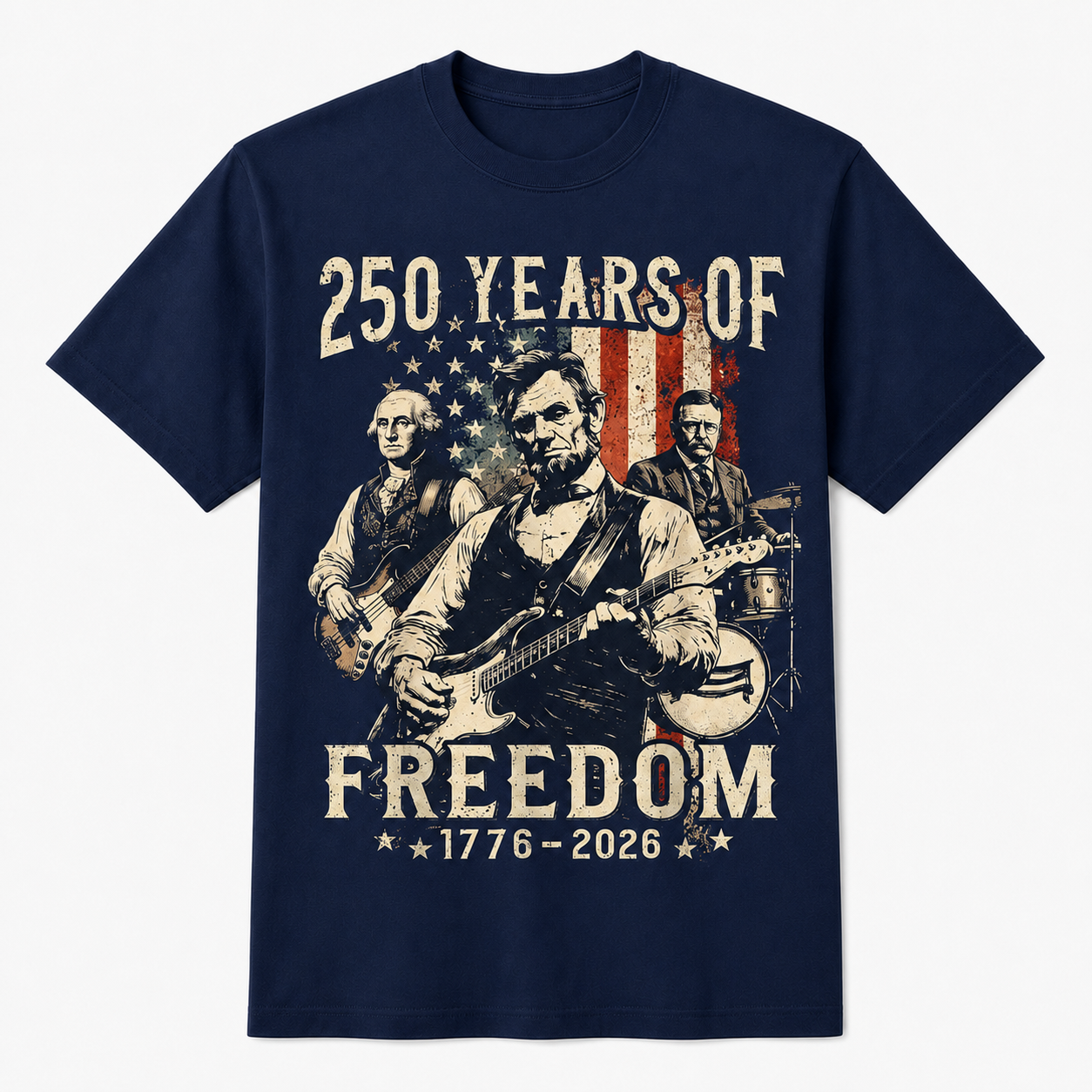 Abraham Lincoln Playing Guitar 4th of July 250th Anniversary Shirt