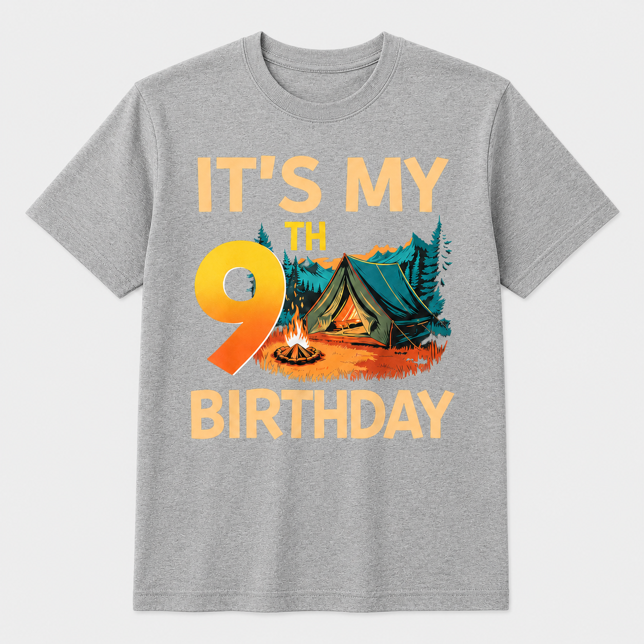 9 Year Old Boy Girl It's My 9th Birthday Camping Party Shirt