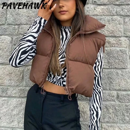 Women's Puffer Vest – Sleeveless Stand Collar Down Gilet