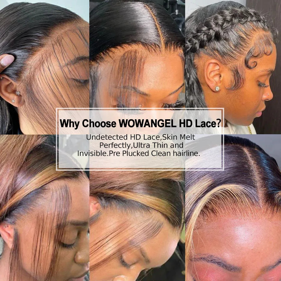 Wow Angel Hd Lace Front Wigs 250 13x6 Straight Hair Invisible Melt Skin Human Wig
