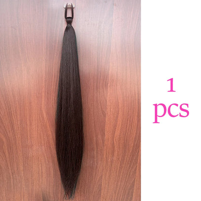 Synthetic 28inch Long Straight Ponytail Purple Diy Braided Rubber Band Halloween Hair Accessories