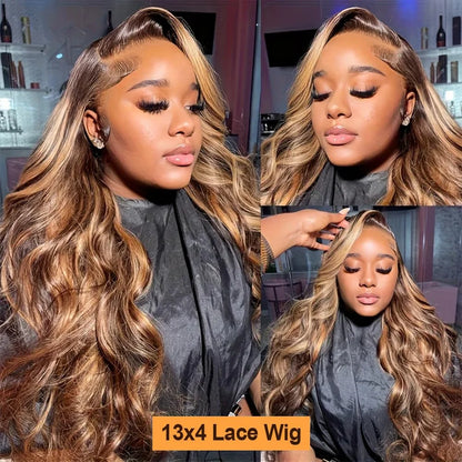 P4 27 Brazilian Body Wave Human Hair Wig Women 34 Inch 13x4 Hd Transparent Lace Frontal Colored